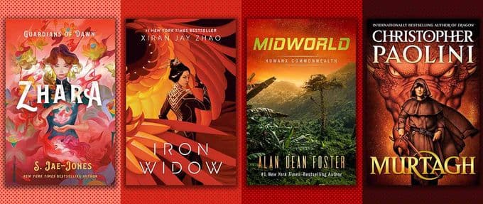 Collage of action/adventure sci-fi/fantasy books