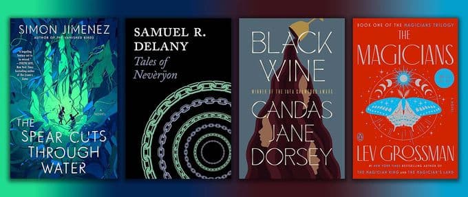 this collage of adult fantasy books includes the magicians and black wine