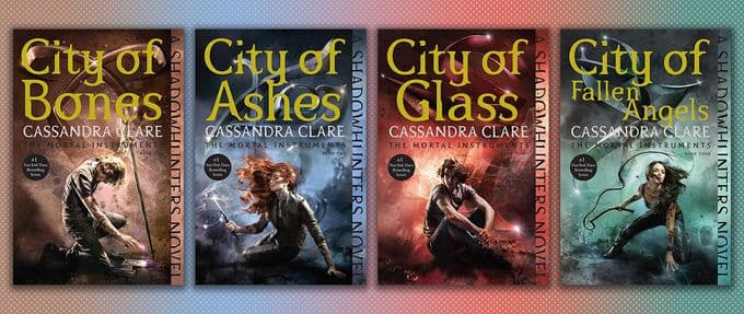 Collage of the First Four Books of Cassandra Clare's Mortal Instruments series