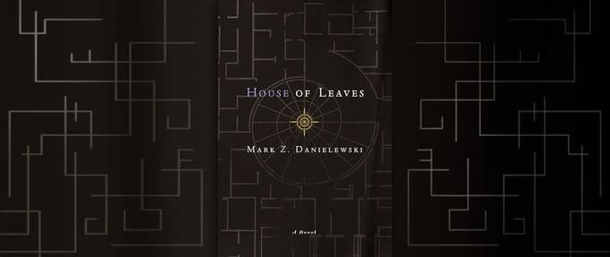 The cover of House of Leaves is black and white with perpendicular lines running through it