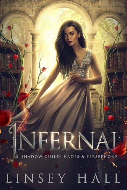 the cover ofinfernal by linsey hall depicts a woman in an open archway