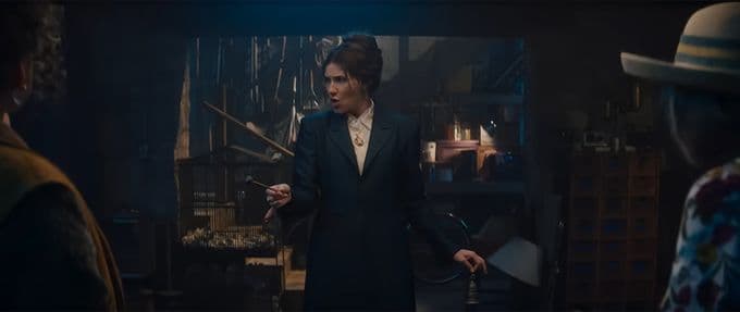 A screenshot of the Agatha All Along trailer depicts the titular character holding a magic wand