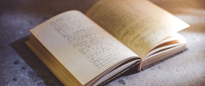 Image of a journal with handwriting in it