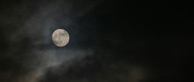 Full moon on a cloudy night