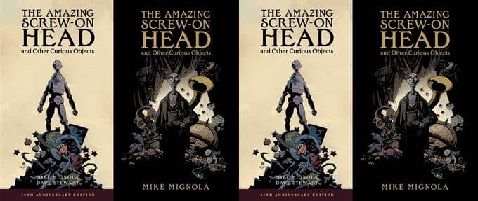 Two versions of Mike Mignola's The Amazing Screw-On Head
