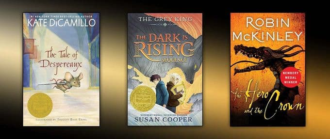 This collage of Newbery-nominated books includes Robin McKinley and Susan Cooper books