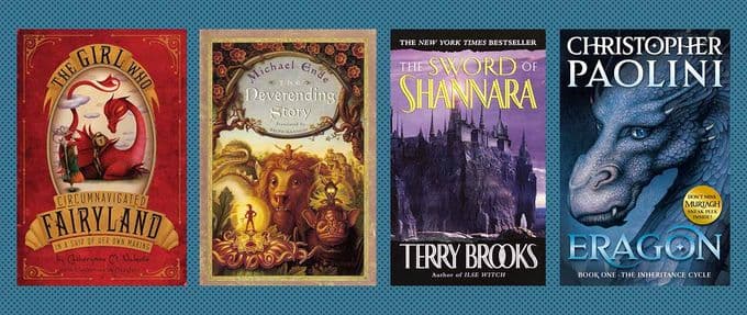 Collage of Y.A. fantasy books like Eragon