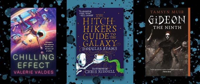Collage of scifi comedies like Hitchhiker's Guide to the Galaxy