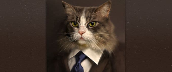 the cover of john scalzi's starter villain shows a cat in a suit and tie